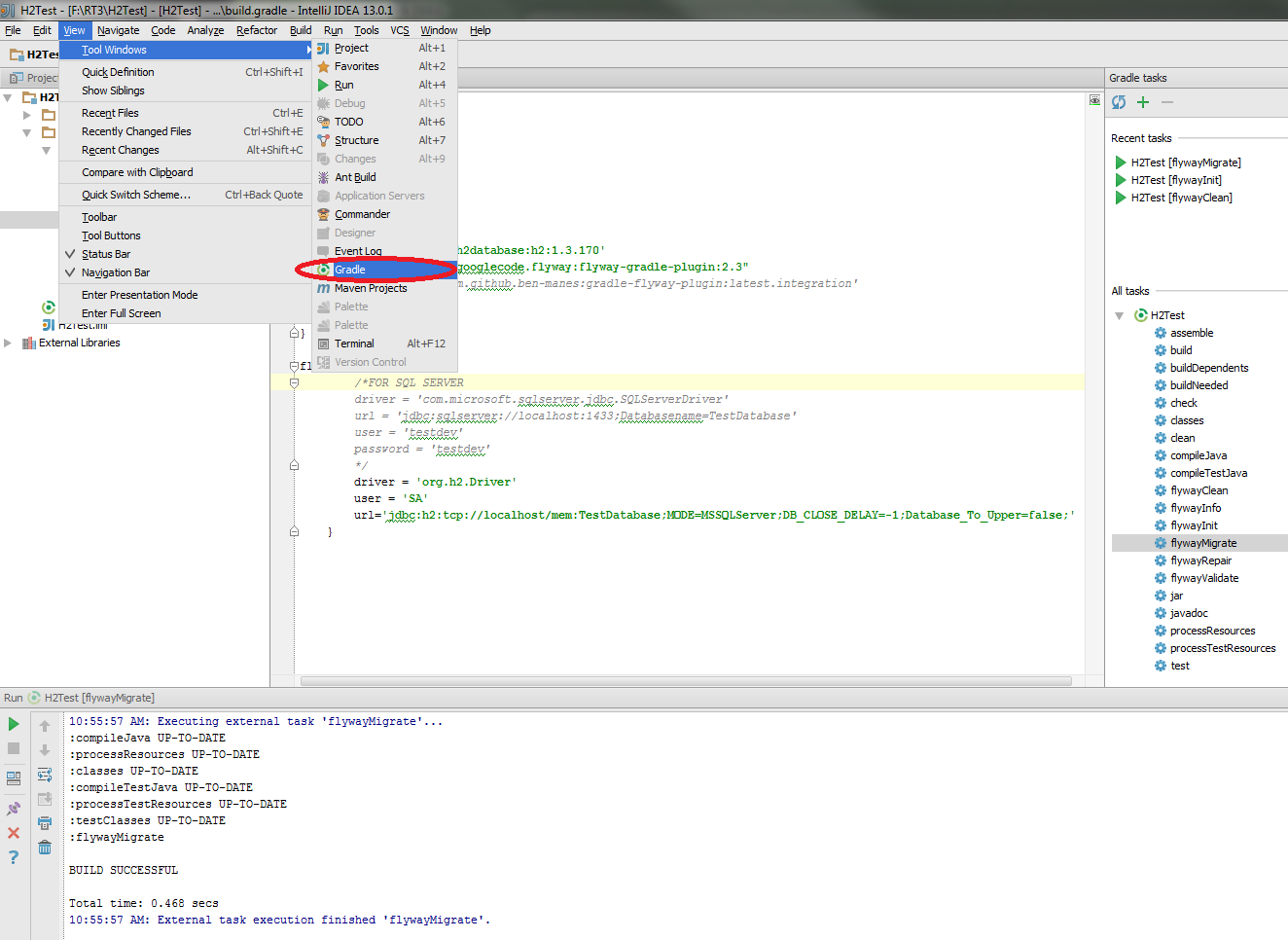 Explore Code Example Program For H2 With Gradle Flyway In IntelliJ Idea