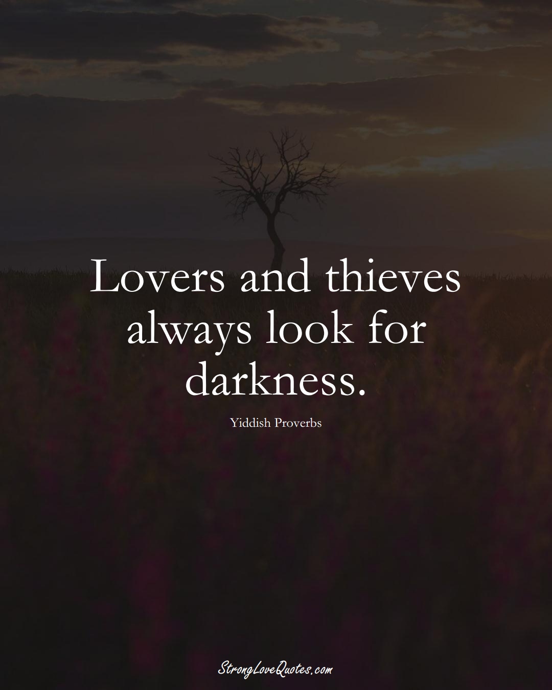 Lovers and thieves always look for darkness. (Yiddish Sayings);  #aVarietyofCulturesSayings