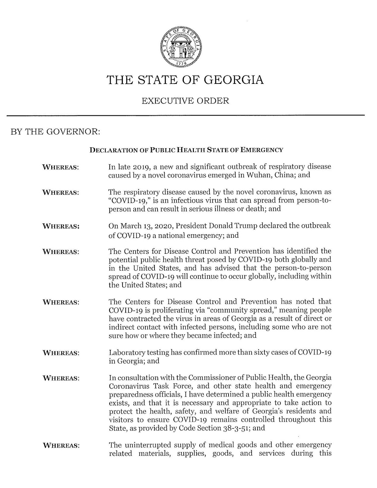 Alpharetta Department of Public Safety Declaration of Public
