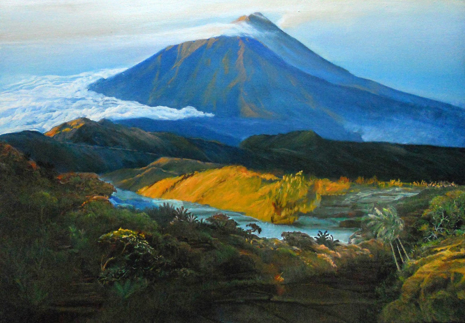 59 Lukisan  Pemandangan Gunung  Merapi