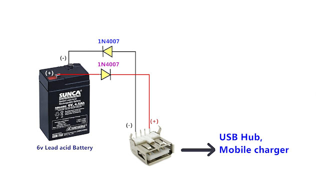 5v USB Multi -Mobile charger from 6v Battery | Big Power Bank