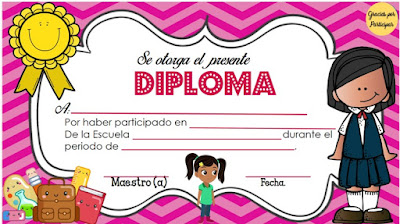 diploma de participación con orilla rosada para niñas, diploma por participación en curso de niños