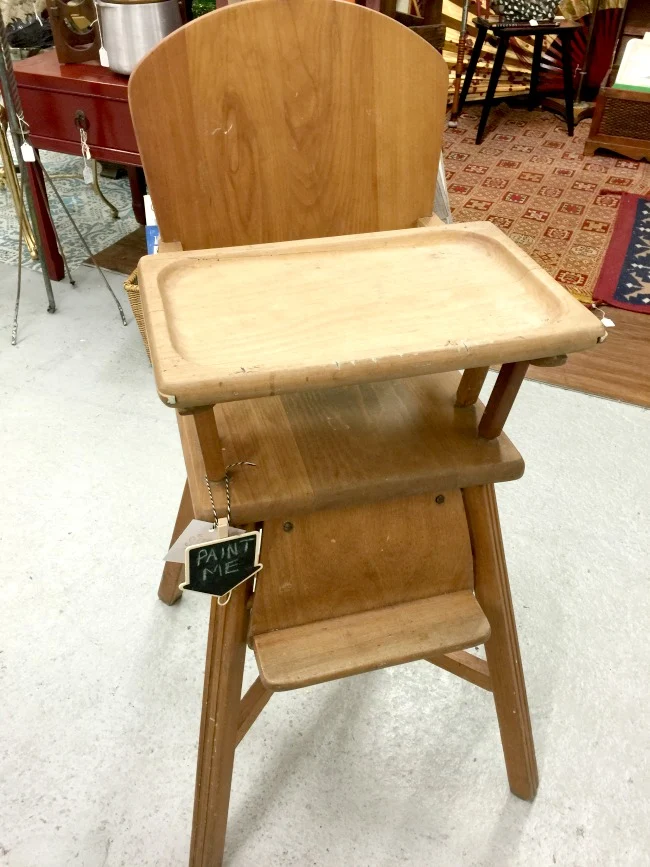 Wooden high chair before paint