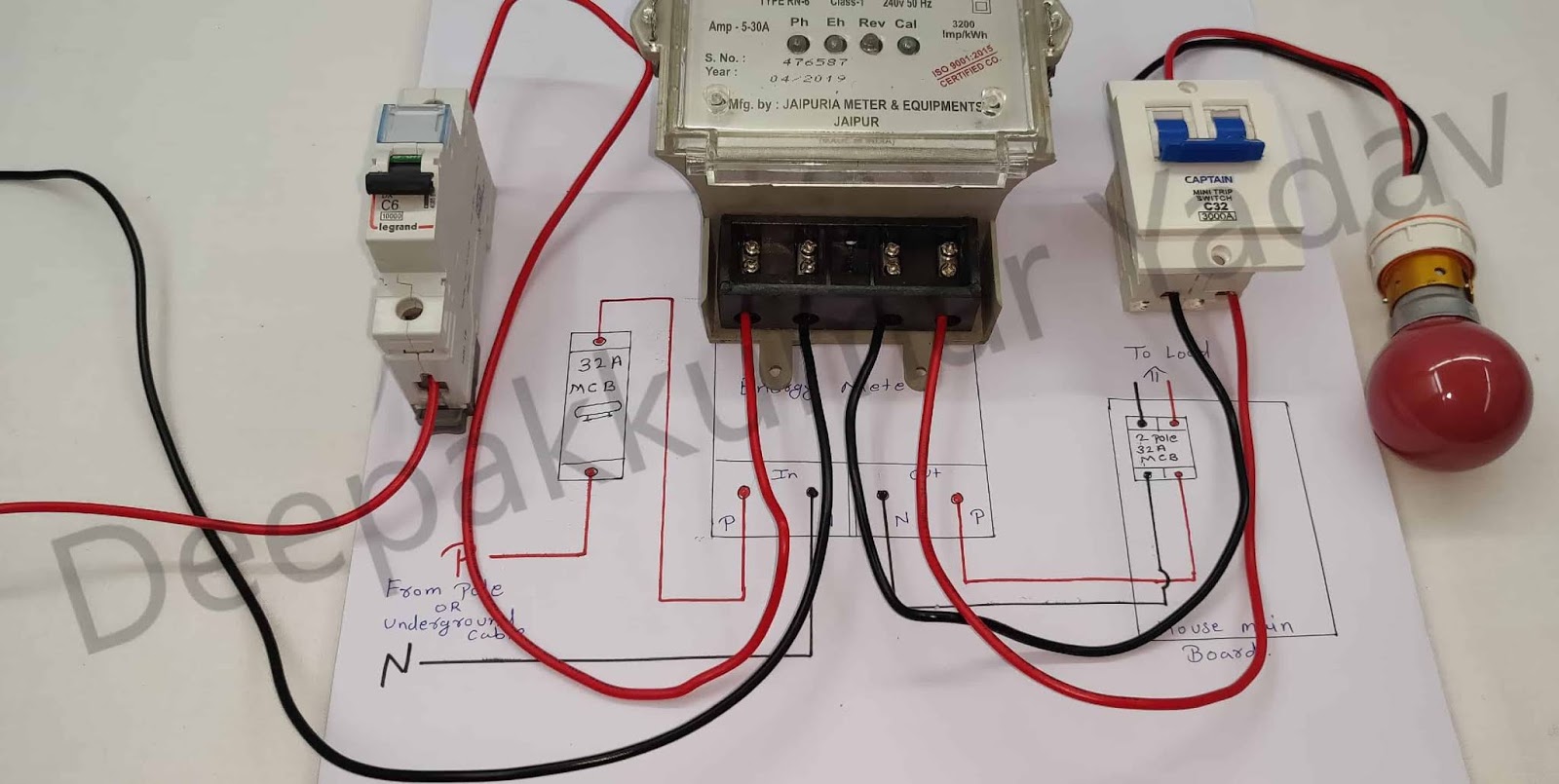 Electricity meter, Meter Wiring Connection, बिजली मीटर का कनेक्सन, kWh