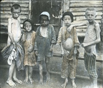 Malnourished Russian children during the Russian famine 