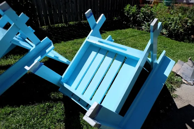 chairs painted light blue