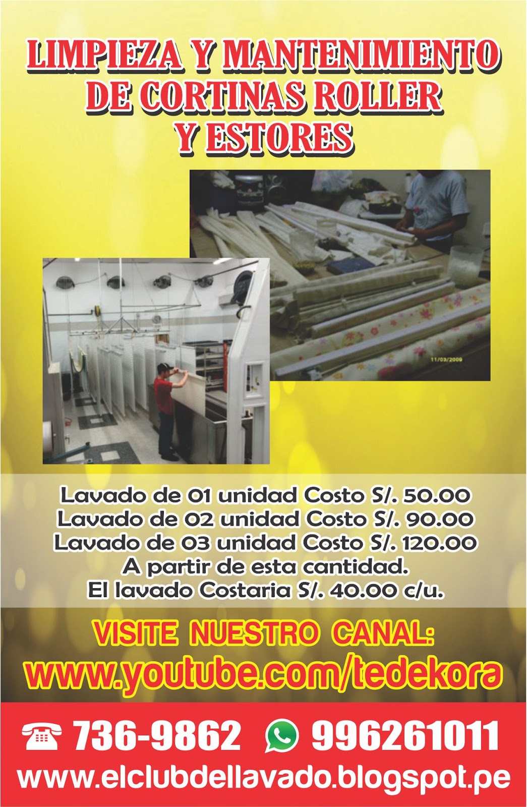 lavado y limpieza de cortinas roller y