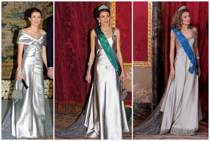 Princess Letizia wore silver for the dinner before her wedding to Prince
