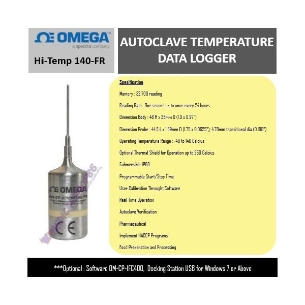 OMEGA OMEGA Autoclave Temperature Data Logger Type Hi Temp 140FR