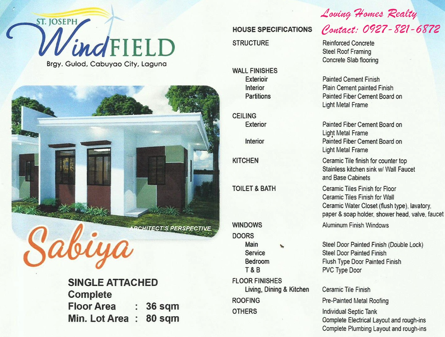 St Joseph Windfield Cabuyao Laguna Affordable House and Lot Package as