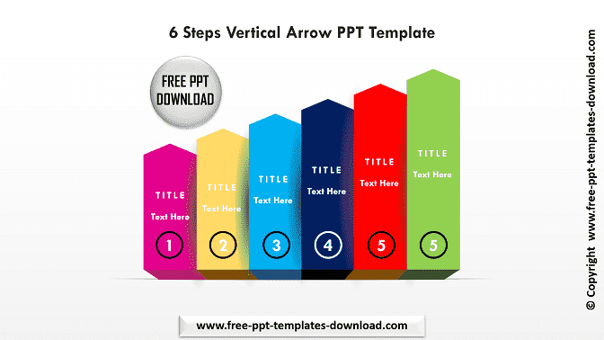 6 Steps Vertical Arrow PPT Template Light