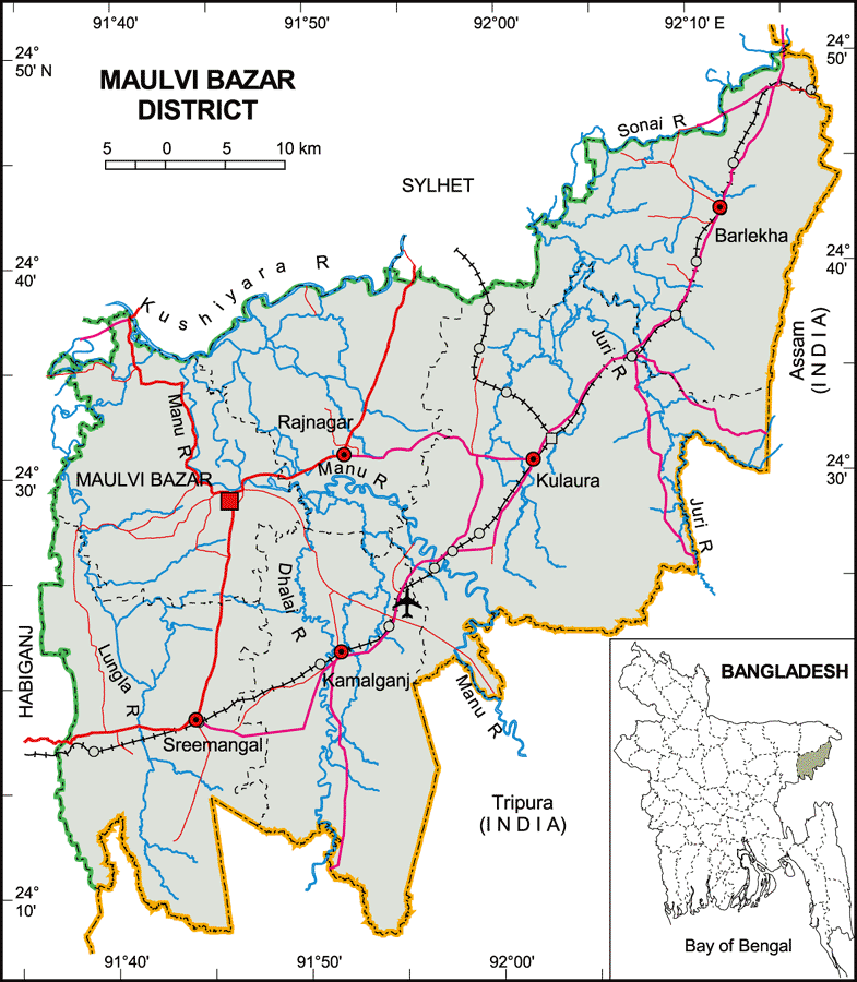 Moulvibazar District Map Bangladesh