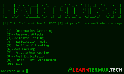 Hacktronian Termux - Pentesing Tools That All Hacker Needs