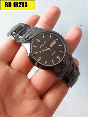 đồng hồ nam dây đá ceramic đen bóng RD 1K2V3