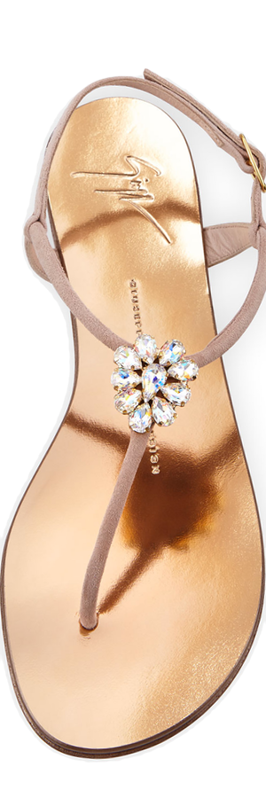 Giuseppe Zanotti Crystal-Embellished Flat Thong Sandal