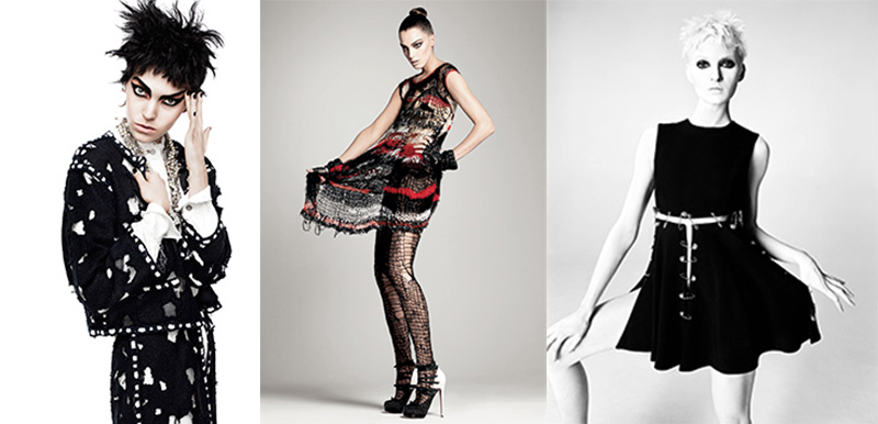 above: Punk fashions by Chanel, Rodarte and Gianni Versace