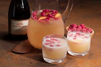 Pieces Of A Mom Raspberry Peach Prosecco Punch