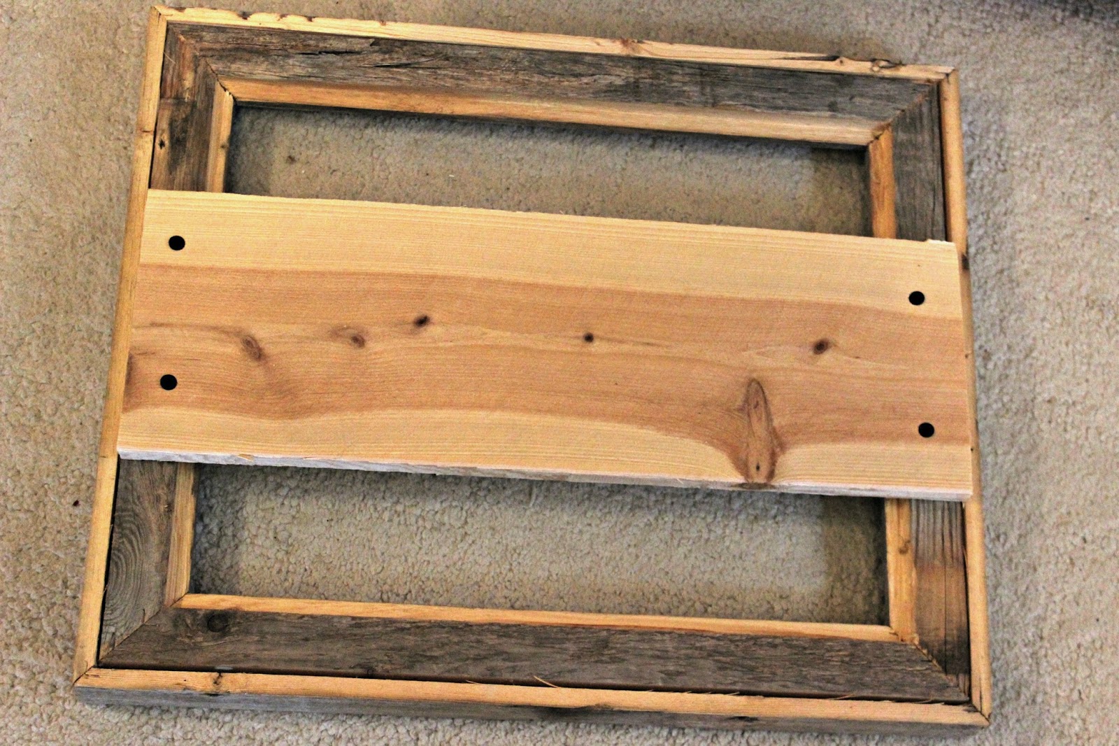 Thrift Shop Wooden Wall Bin & Barn Wood Frame Project Organized Clutter