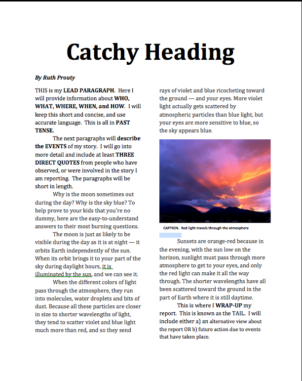 Miss Ruth's Year 8 English: Sample Post #2 Newspaper Article