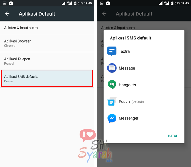 cara mengganti sms default di android