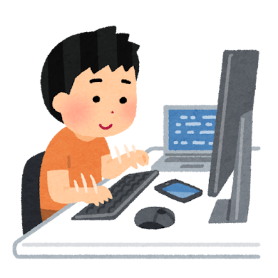 コンピューターを使いこなす子供のイラスト（男の子）