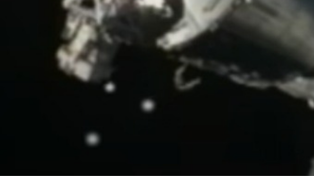 Close up look at the 3 UFOs in formation speeding so fast past the ISS.