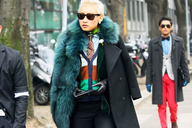 Fur coat street style 