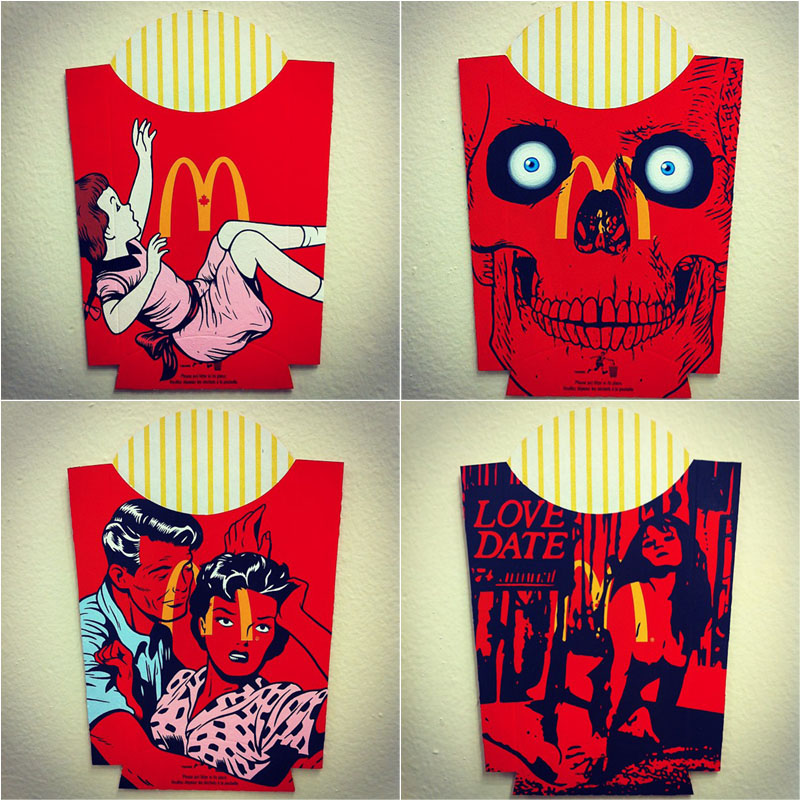illustrated mcdonald's fry containers