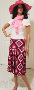 Ladies Black, White, and Pink full Circle Skirt