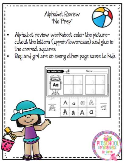 Alphabet Review Worksheets "No Prep" ~ Preschool Printables