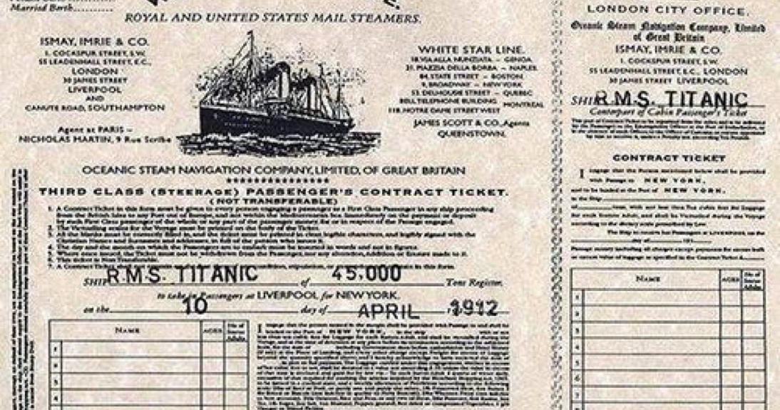 The Real Boarding Pass for RMS Titanic, 1912 Vintage Everyday