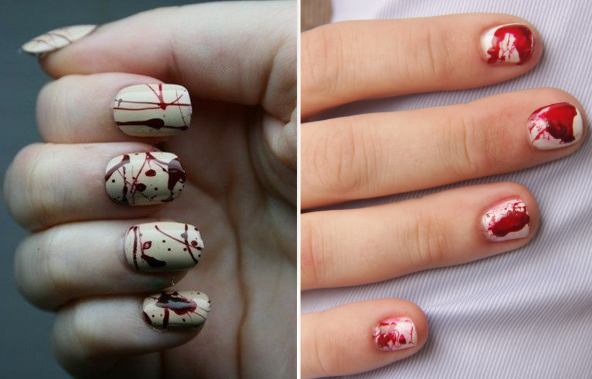 bloody zombie nails, halloween manicures