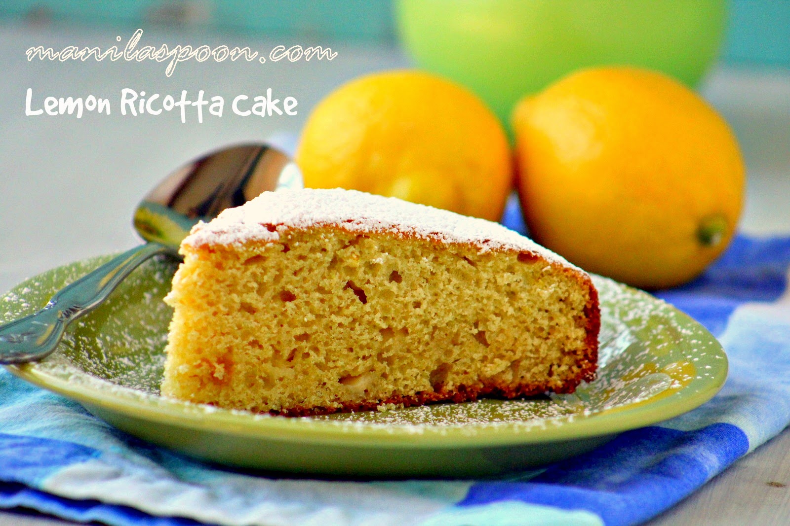 Delightfully light and delicious, this Lemon Ricotta Cake is  sweet-lemony and perfect for tea time! #lemon #ricotta #cake #italiancheesecake