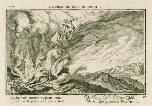 Johann Wilhelm Baur - Hercules, led by Jupiter, goes to Mount Olympus to live with the gods after burning his mortal body on a funeral pyre