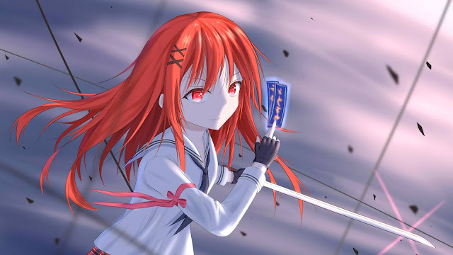 Warrior, long hair, redhead, anime wallpaper Warrior, long hair, redhead, anime wallpaper