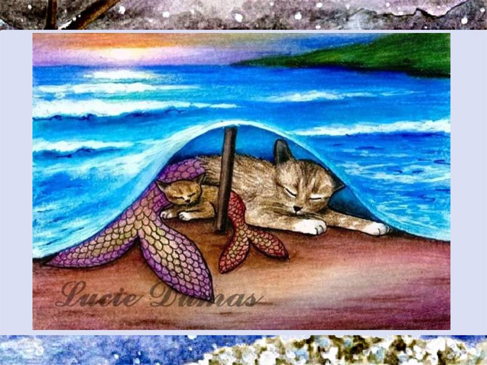 Кот русалка рисунок