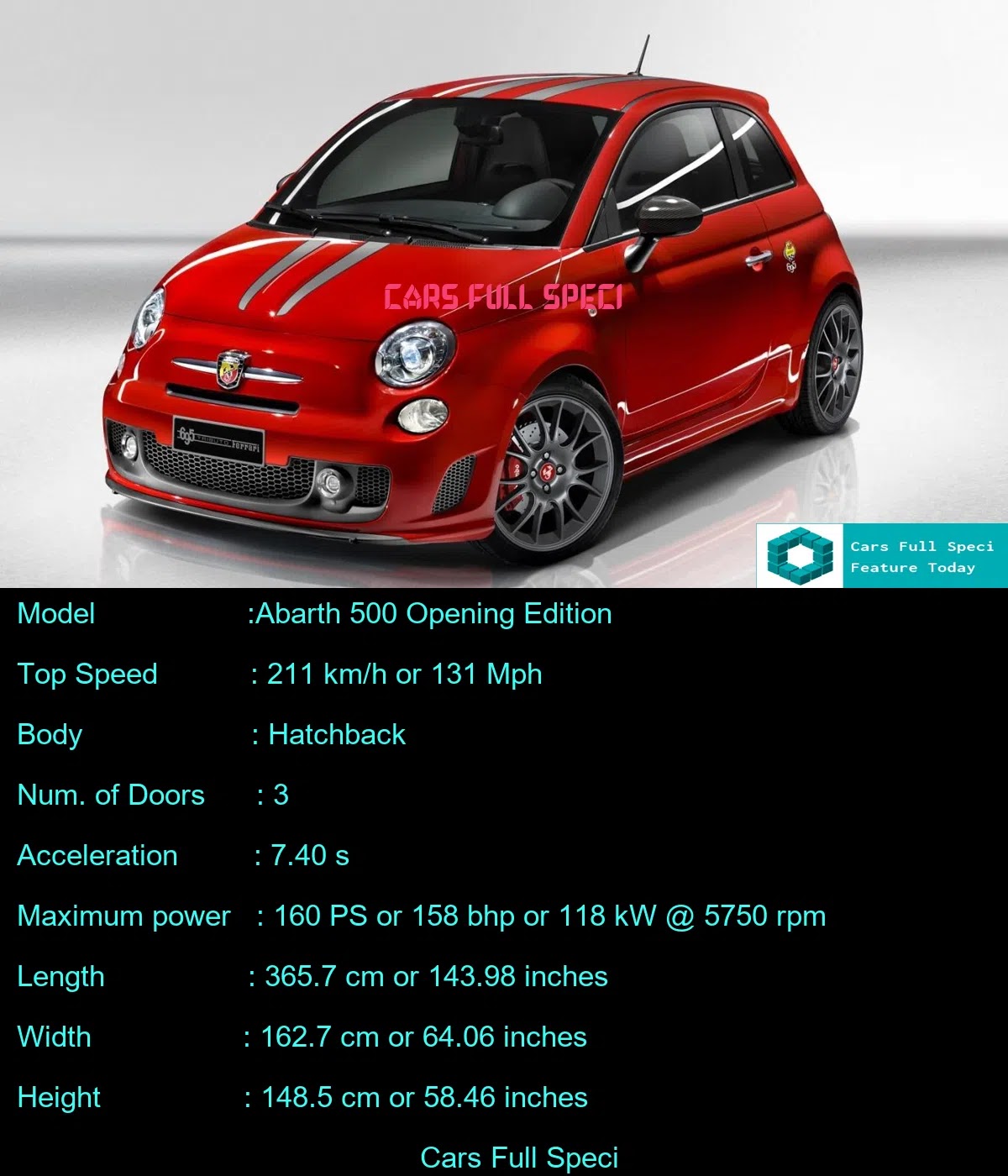 Abarth 500 Opening Edition | full specifications. speed, engine, millage