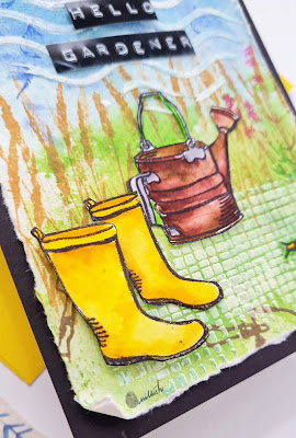 Plant a garden, Funky Fossil stamps, Mixed media card, Card for a gardener, TO,Funky Fossil Designs,Mixed media,Quillish,stencil card,stenciling,Stretch your stencils,Everyday cards,