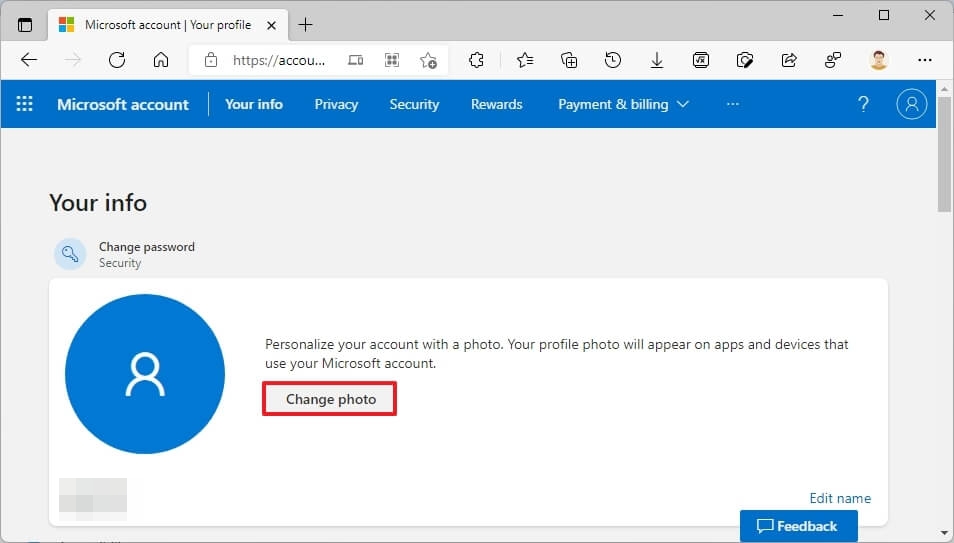 microsoft account change photo