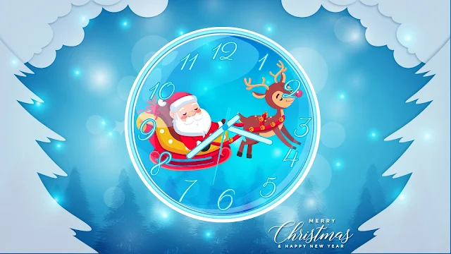 Santa Claus on Sleigh Clock