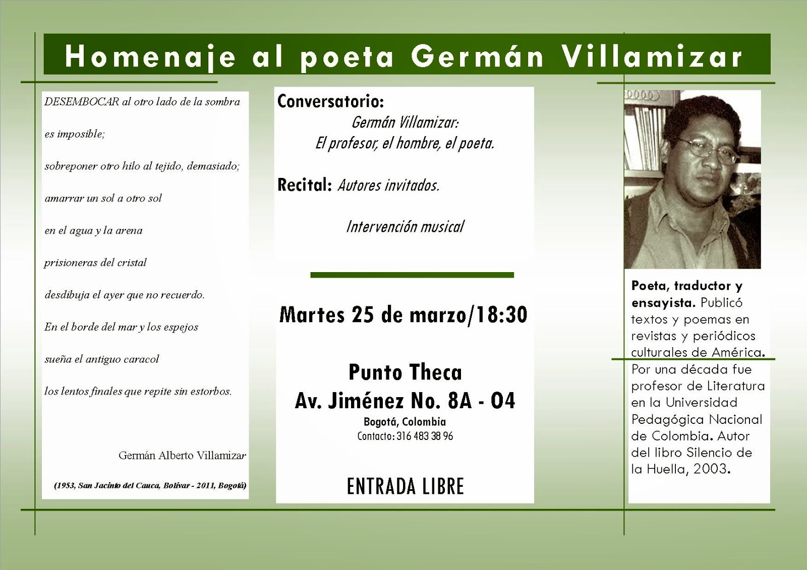 Homenaje al poeta Germán Villamizar