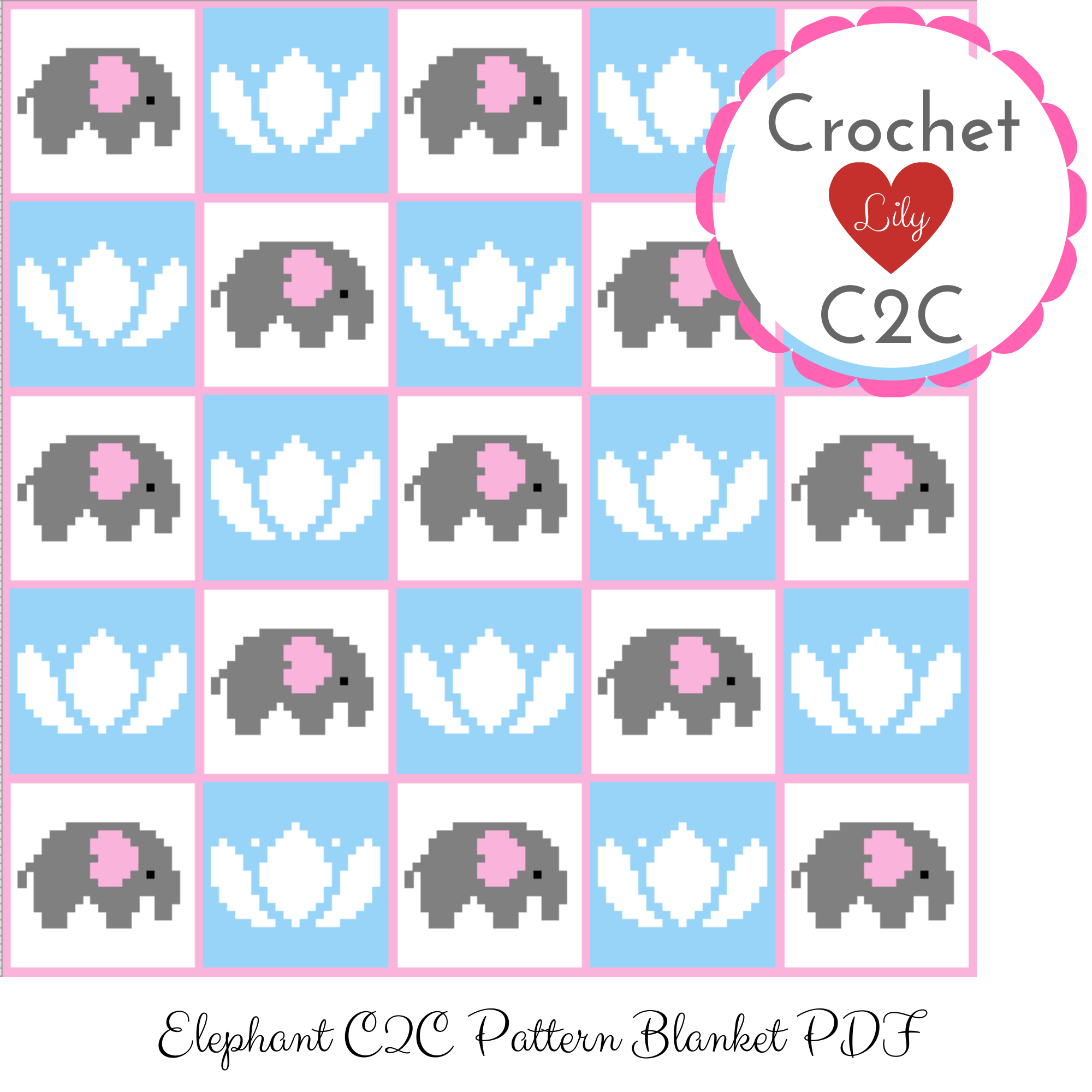 DIY Crochet Lily [C2C Crochet] The Elephant pattern C2C Crochet Cup