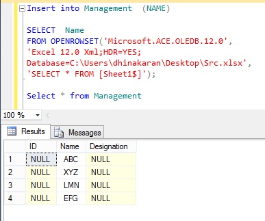 Mapping columns from Excel sheet and Load data to SQL Server Database