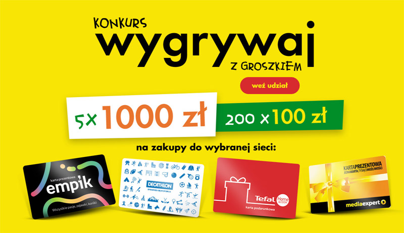 Wygraj nagrodę pieniężną w wysokości 1000 zł do sklepu Groszek Konkurs