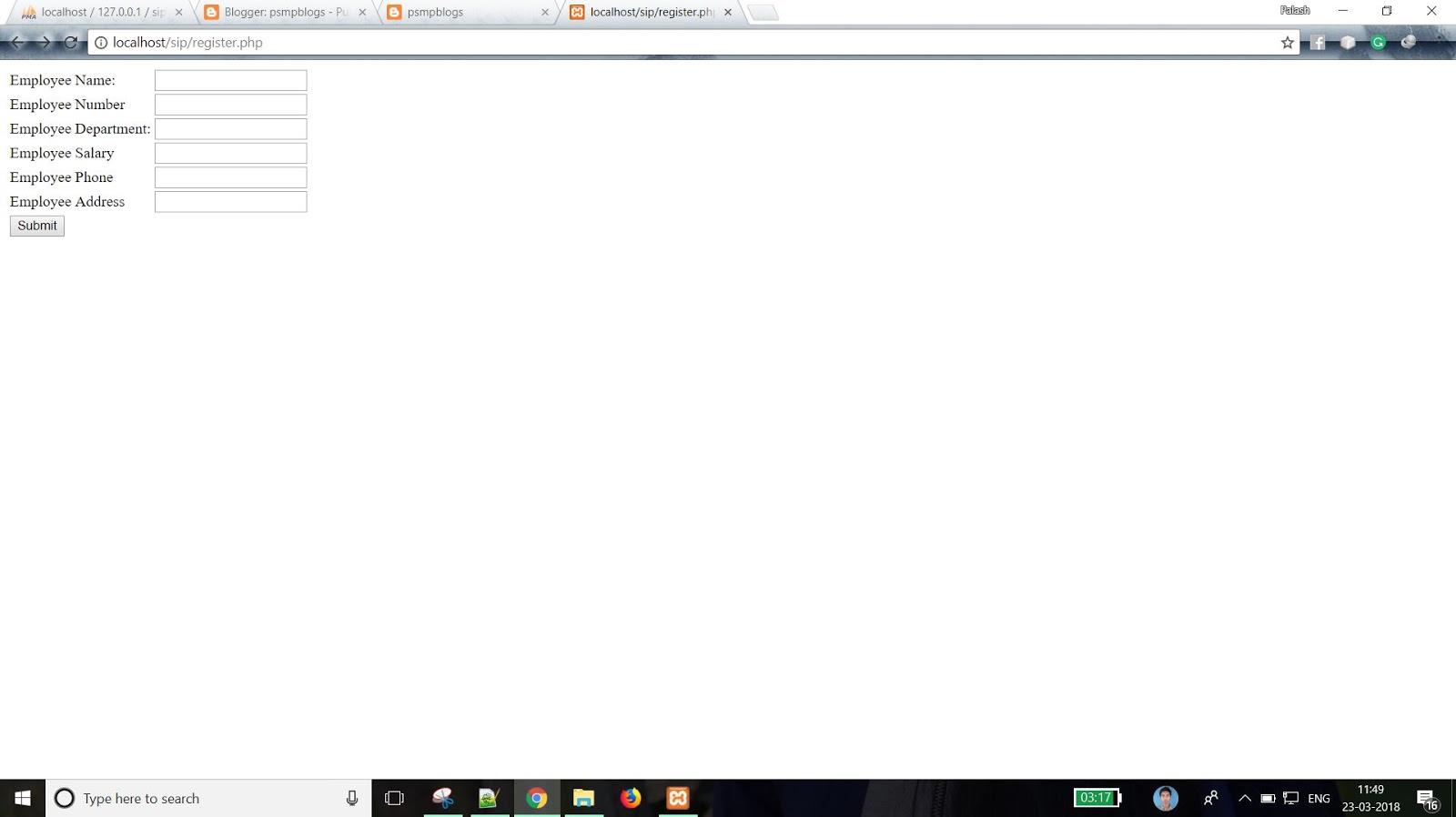 how to connect database with html & php full source code