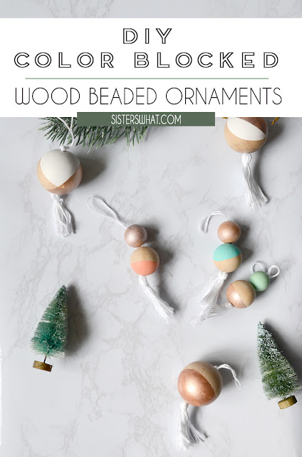 diy wood beaded Christmas ornaments