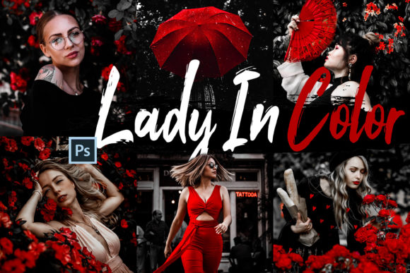 10 Lady In Color Photoshop Actions, ACR and LUT presets 10 Lady In Color Photoshop Actions, ACR and LUT presets