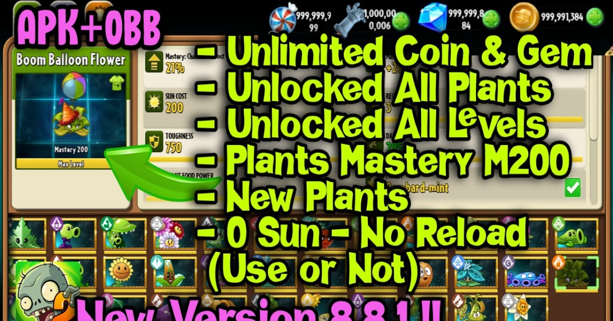 Plants vs Zombies 2 v 11.0.1 Mod (Coins/Gems)