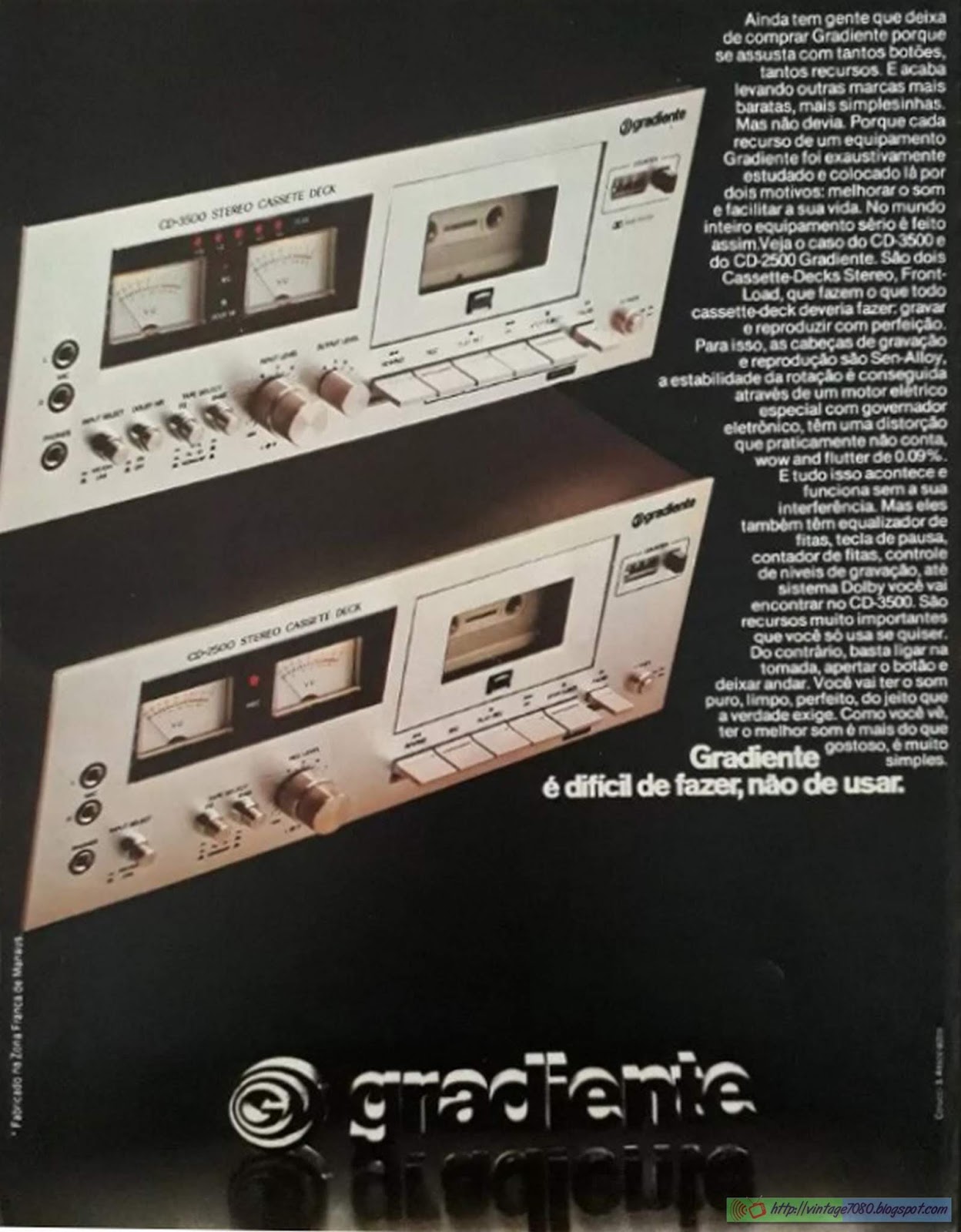 Vintage 70 80 Gradiente 39 Tape Deck CD 3500 Revista Somtres