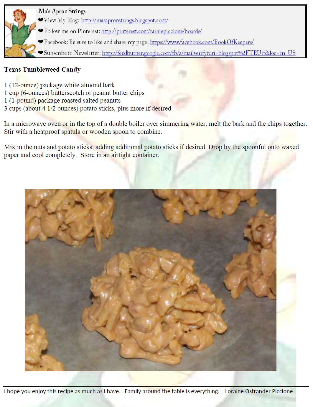 Ma's Apron Strings No Baking No Brainer